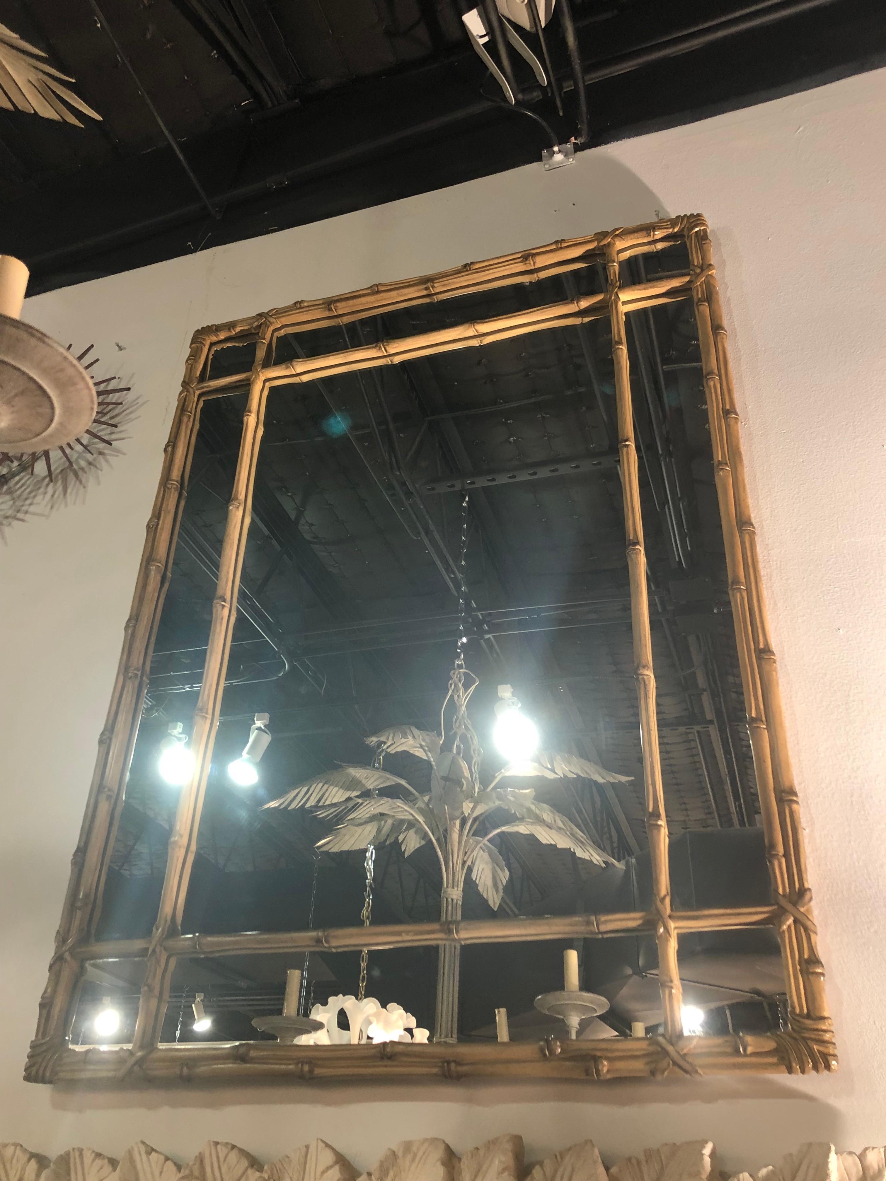 Late 20th Century Vintage Faux Bamboo Carvers Guild Wall Mirror