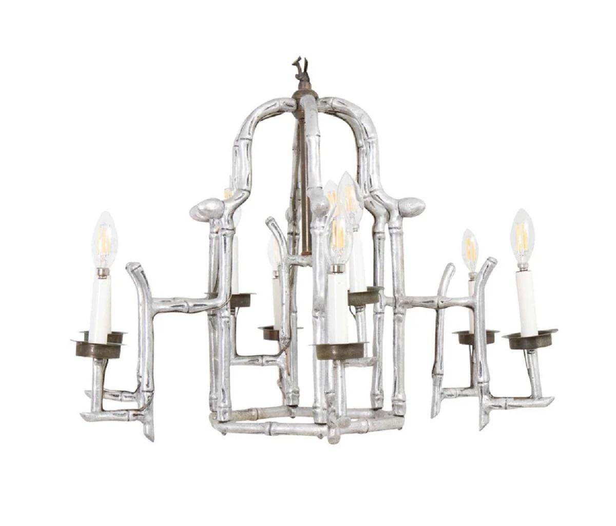 Vintage Faux Bamboo Chandelier For Sale 3