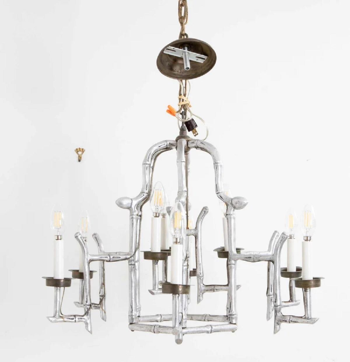 Unknown Vintage Faux Bamboo Chandelier For Sale