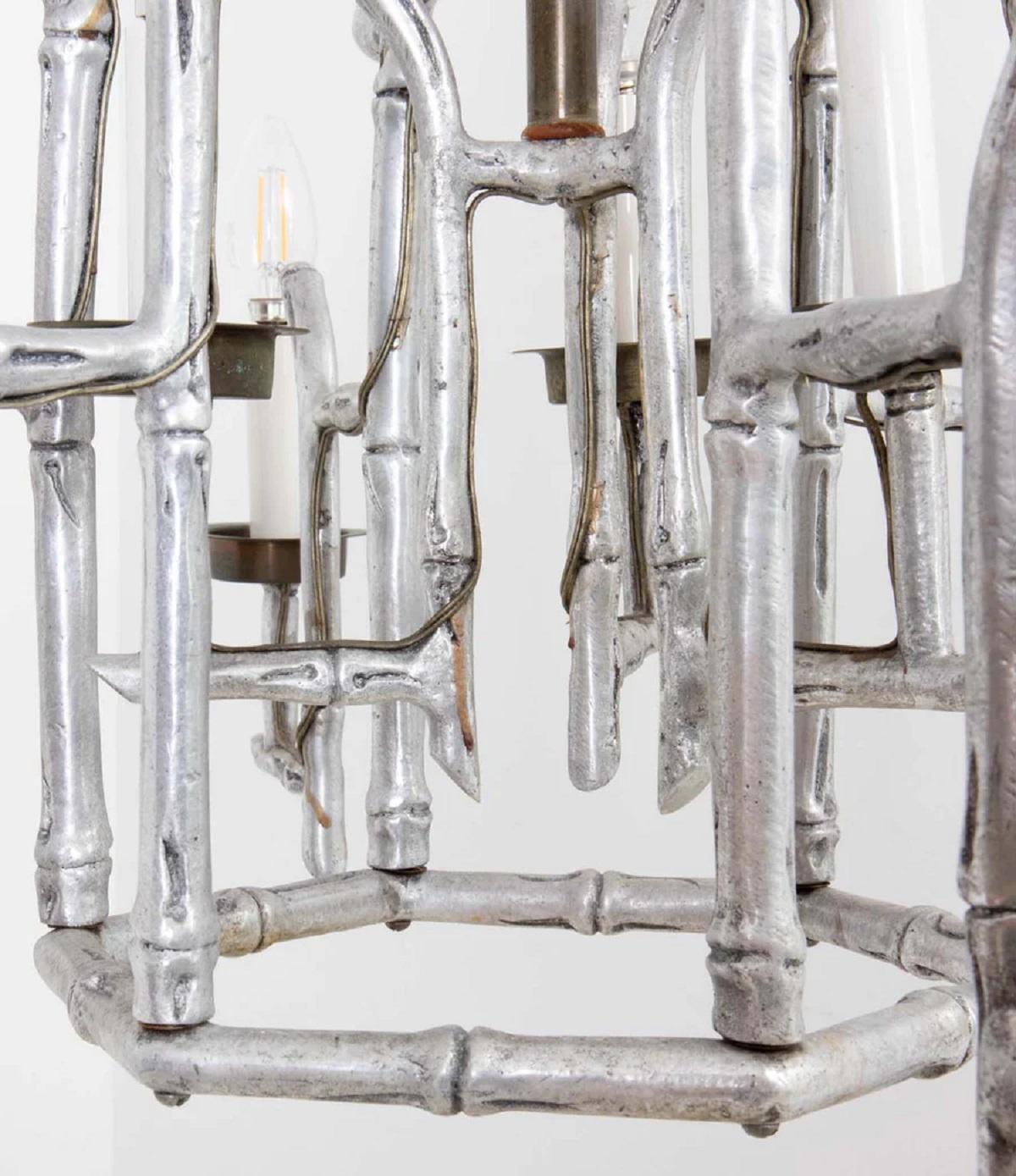 20th Century Vintage Faux Bamboo Chandelier For Sale
