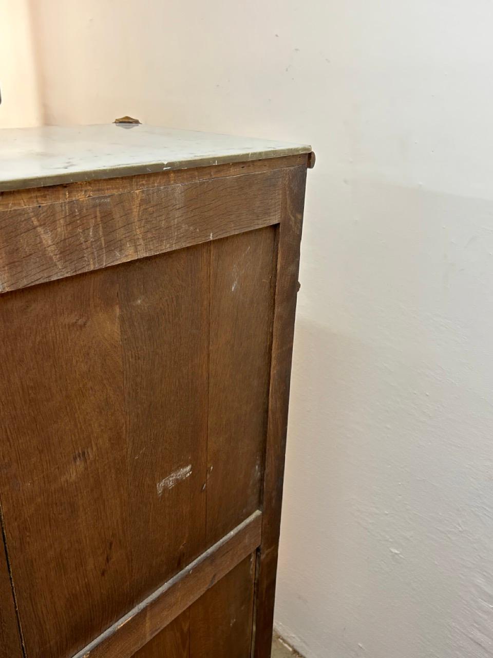 Vintage Faux Bamboo Chest of Drawers with White Marble Top, France, 1900s For Sale 10