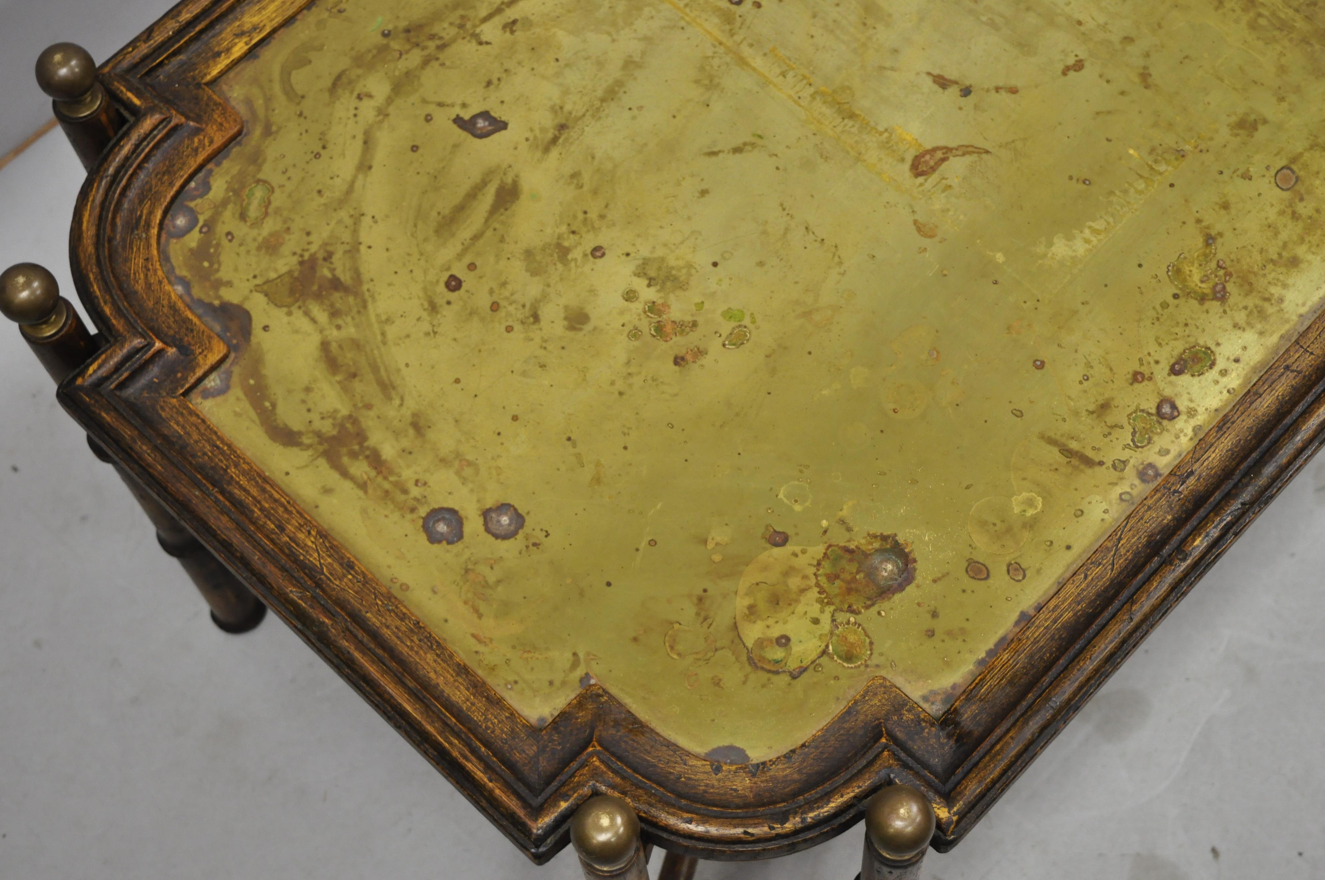Vintage Faux Bamboo Chinese Chippendale Style Brass Tray Top Coffee Table In Good Condition In Philadelphia, PA