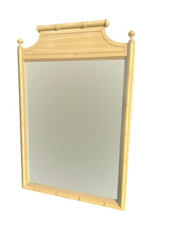 Vintage Faux Bamboo Chinoiserie Style Wall Hanging Mirror