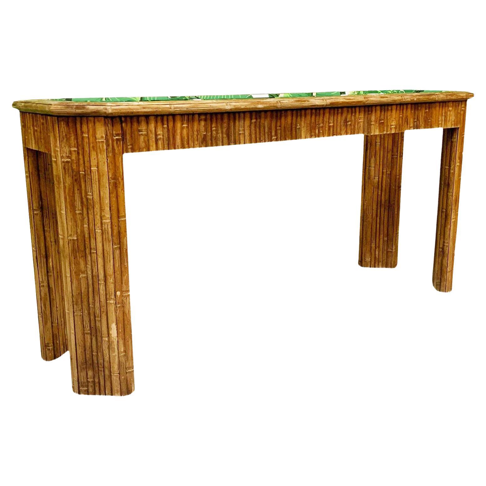 Vintage Faux Bamboo Console Table