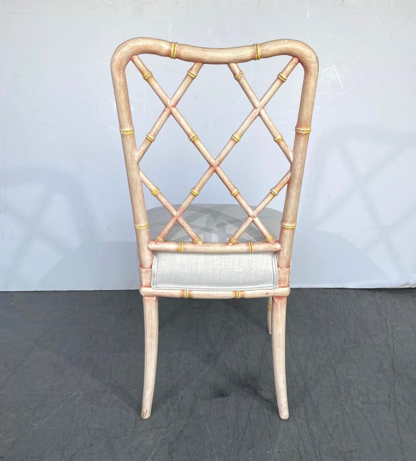 Mid-20th Century Vintage Faux-Bamboo Dining Chairs Set of 6 For Sale