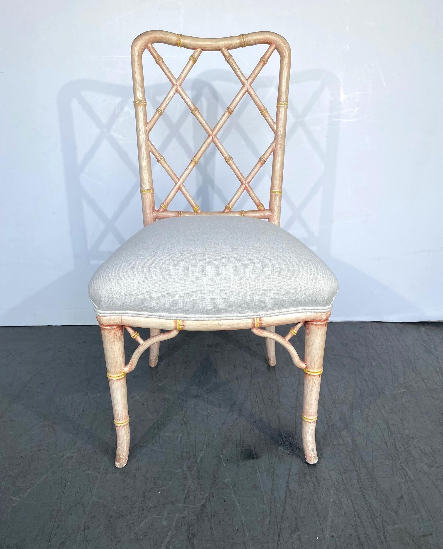 Vintage Faux-Bamboo Dining Chairs Set of 6 For Sale 1