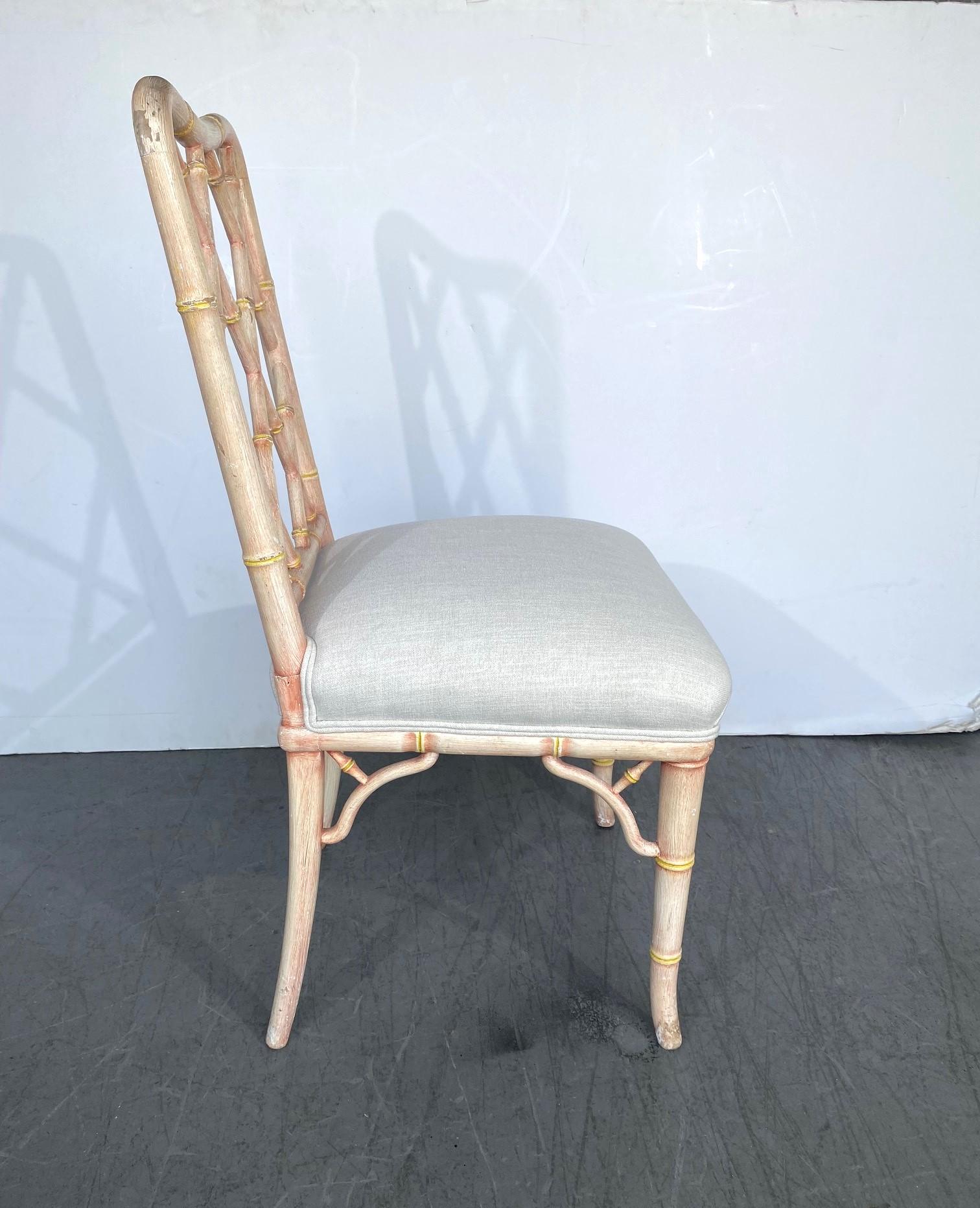 Vintage Faux-Bamboo Dining Chairs Set of 6 For Sale 2