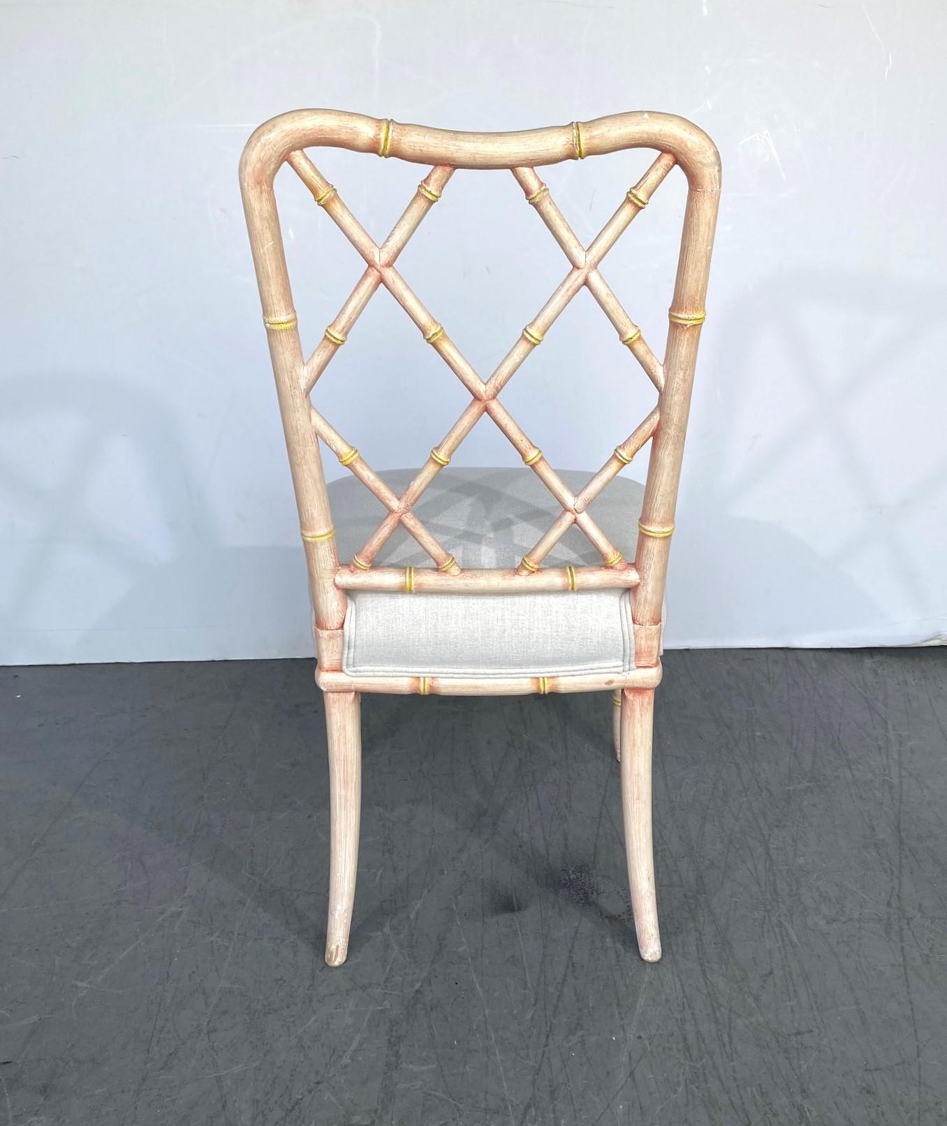 Vintage Faux-Bamboo Dining Chairs Set of 6 For Sale 3