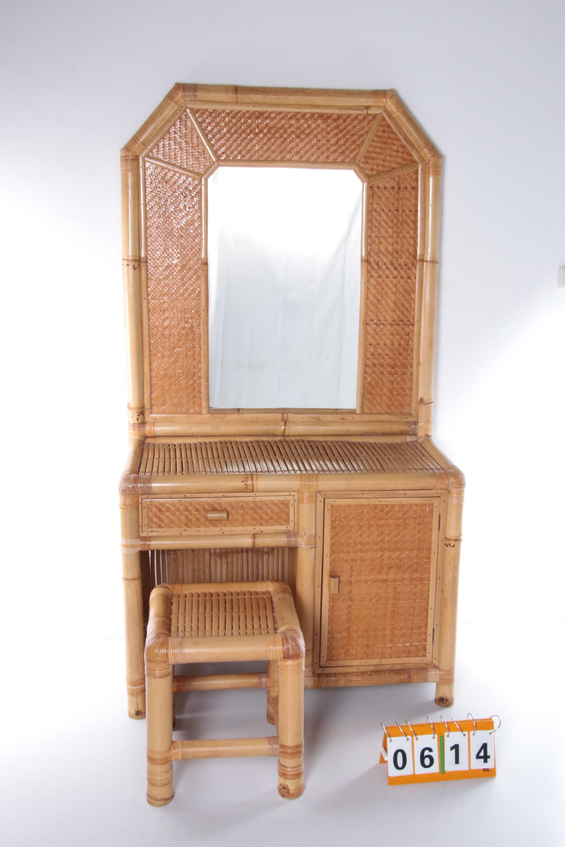 Vintage Faux Bamboo Dressing Table 'Natural Beauty', 1980s, France For Sale 11