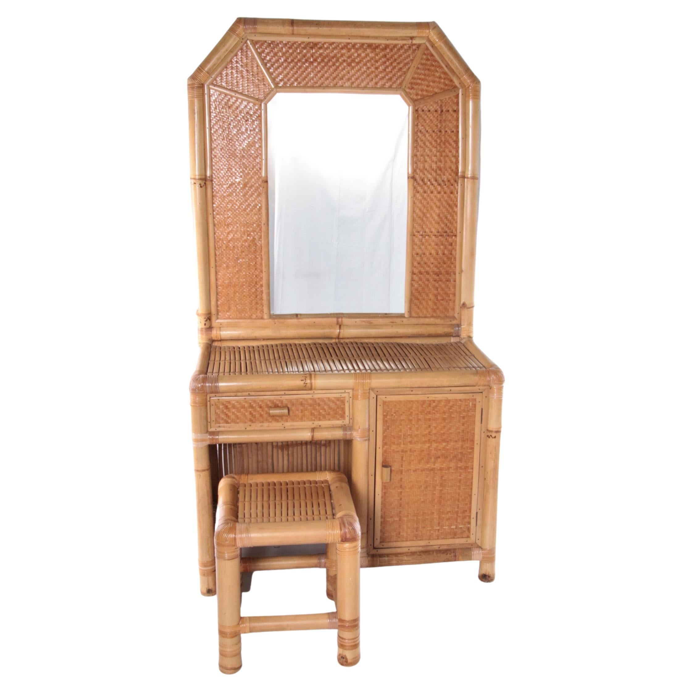 Vintage Faux Bamboo Dressing Table 'Natural Beauty', 1980s, France