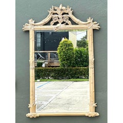 Vintage Faux Bamboo Floral Mirror