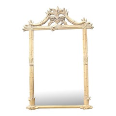 Vintage Faux Bamboo Floral Mirror