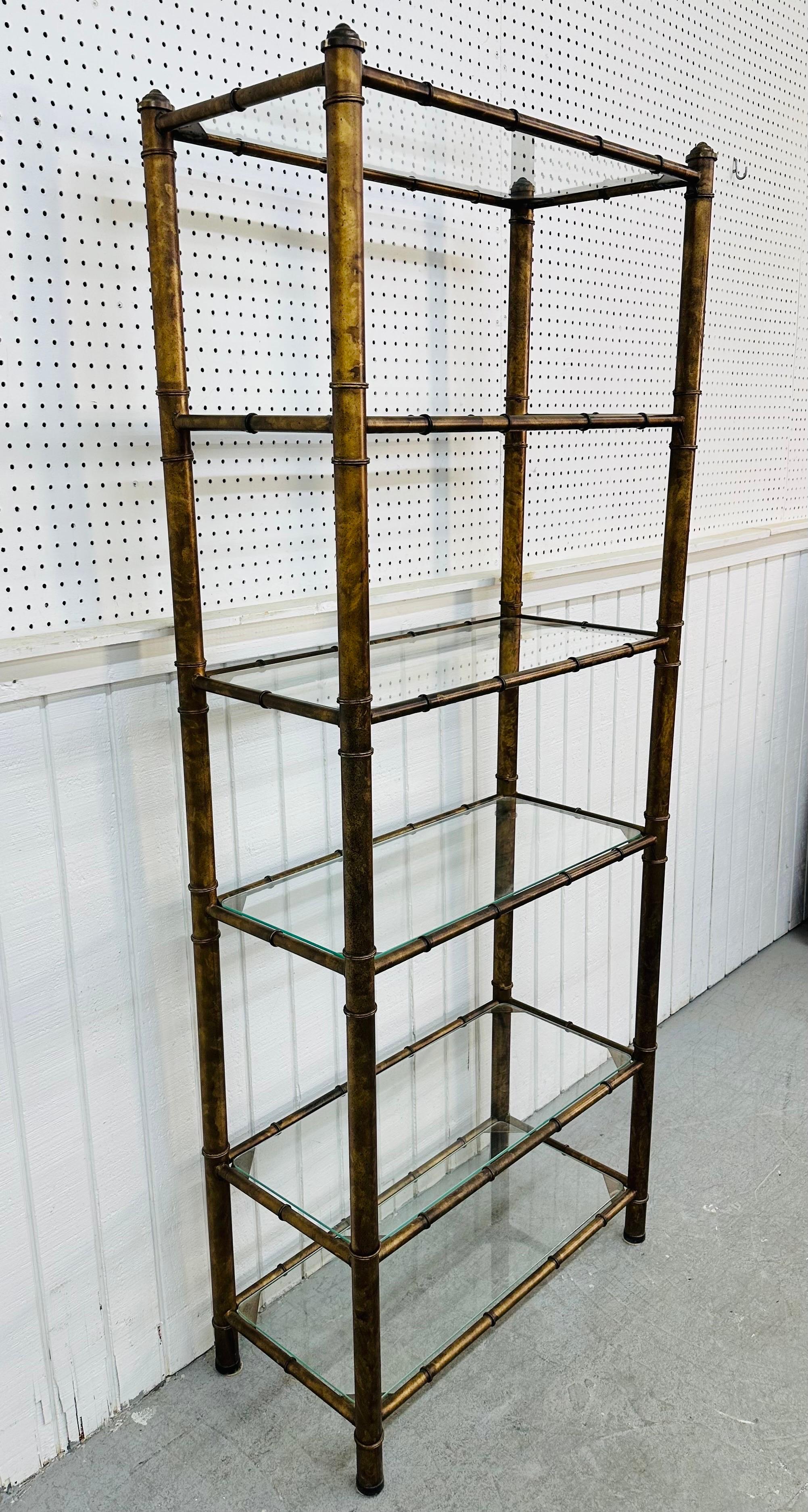 Mid-Century Modern Vintage Faux Bamboo Glass Etagere