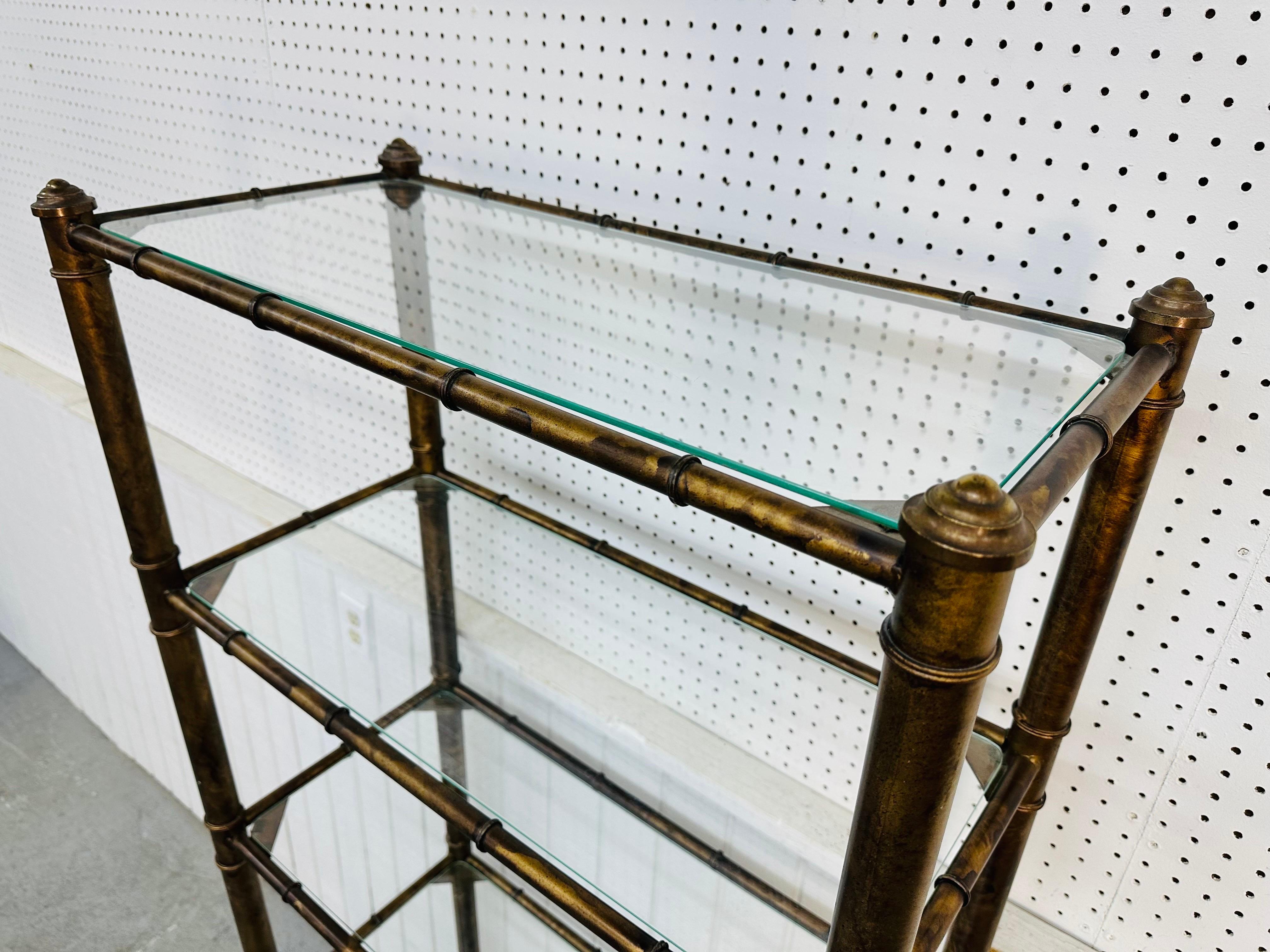 American Vintage Faux Bamboo Glass Etagere