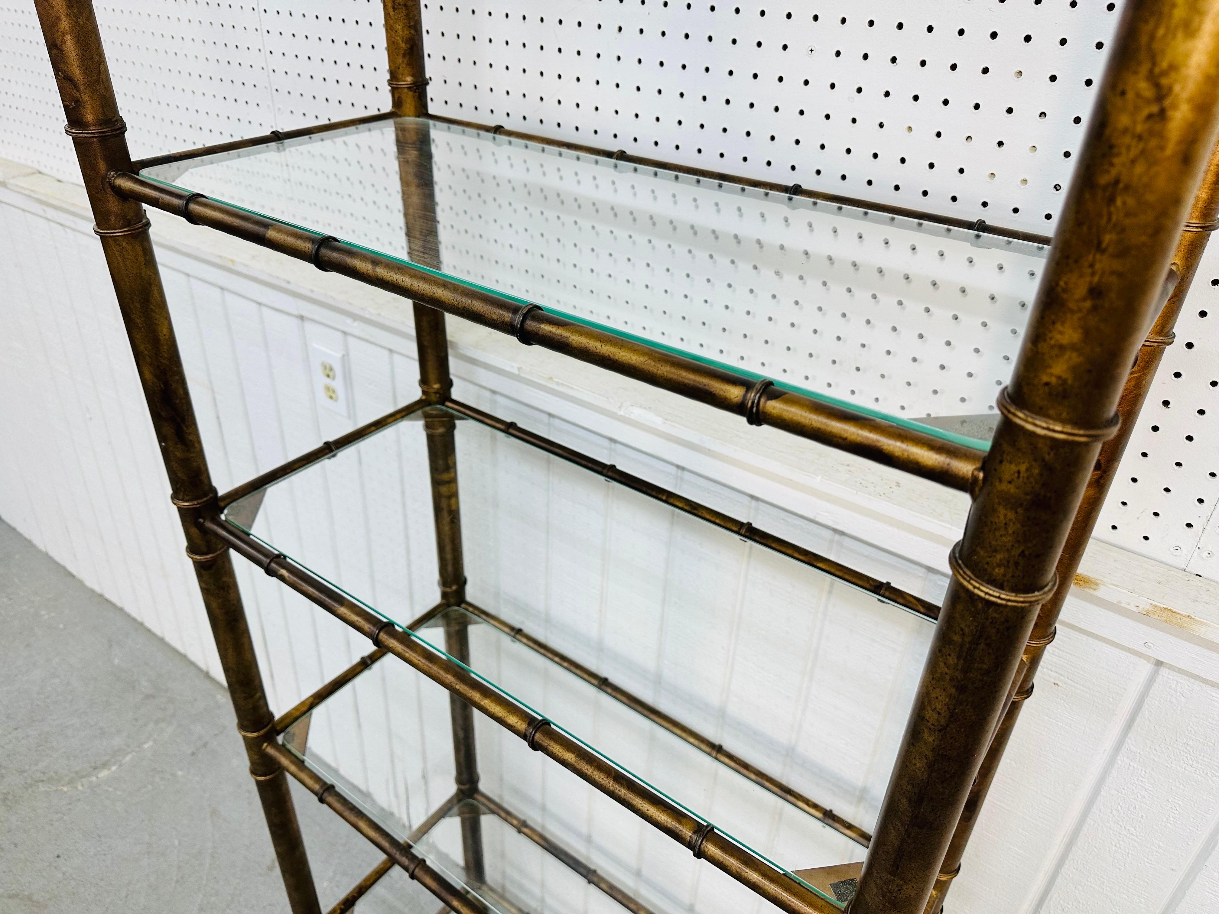 Vintage Faux Bamboo Glass Etagere In Good Condition In Clarksboro, NJ