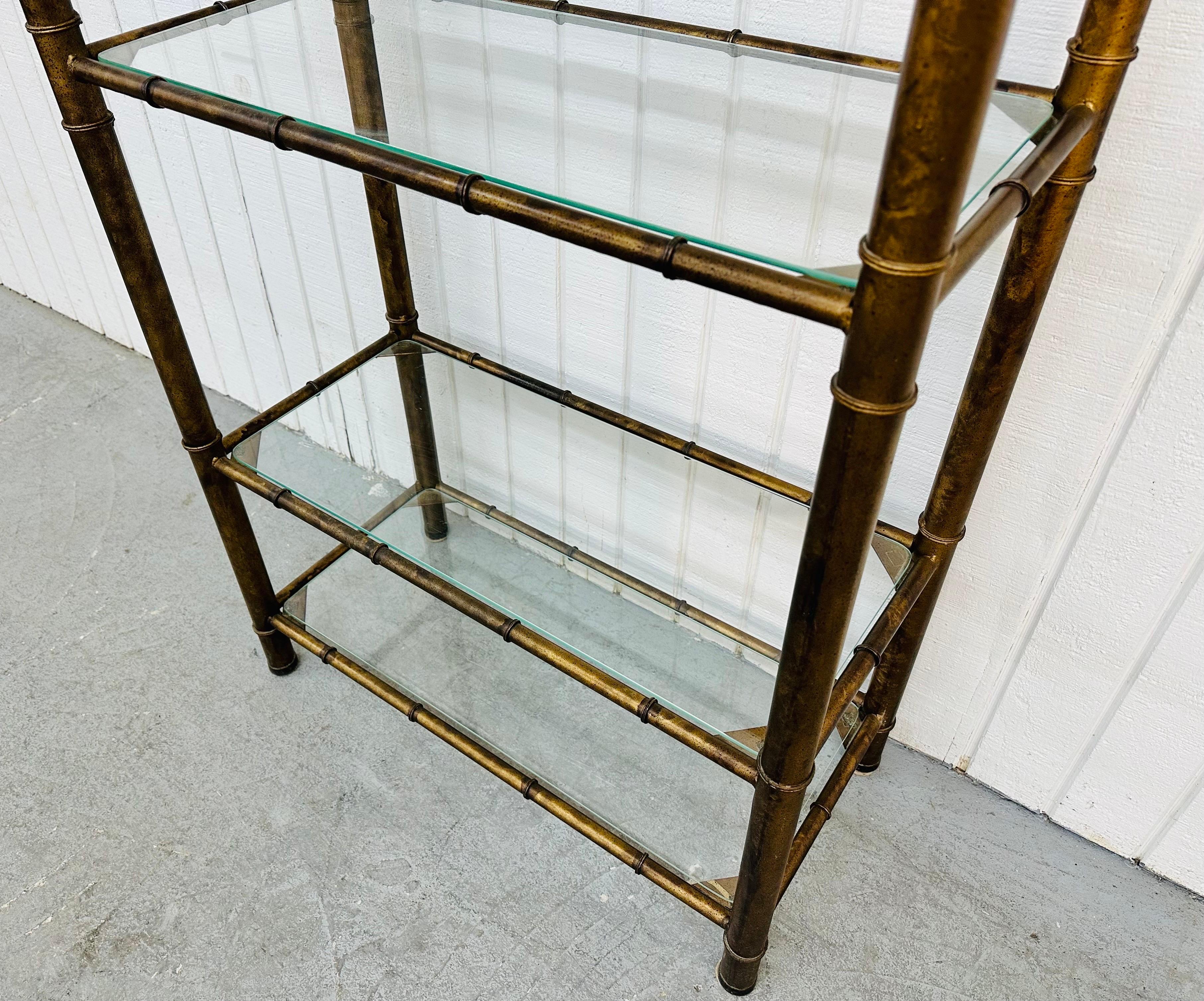 20th Century Vintage Faux Bamboo Glass Etagere