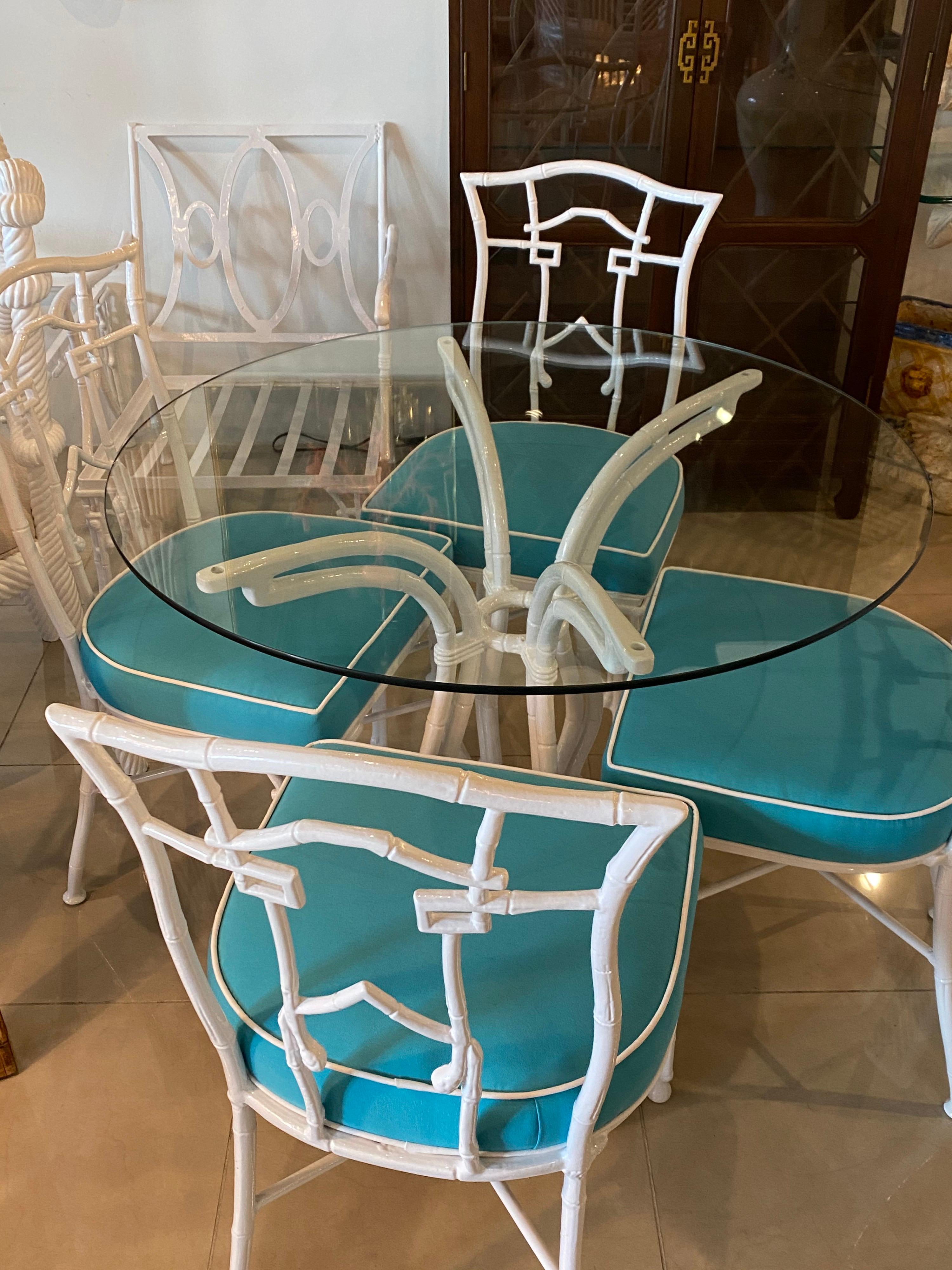 vintage wrought iron glass top table and chairs