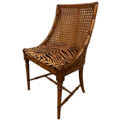 Vintage Faux Bamboo Italian Double Caned Klismos Style Side Chair