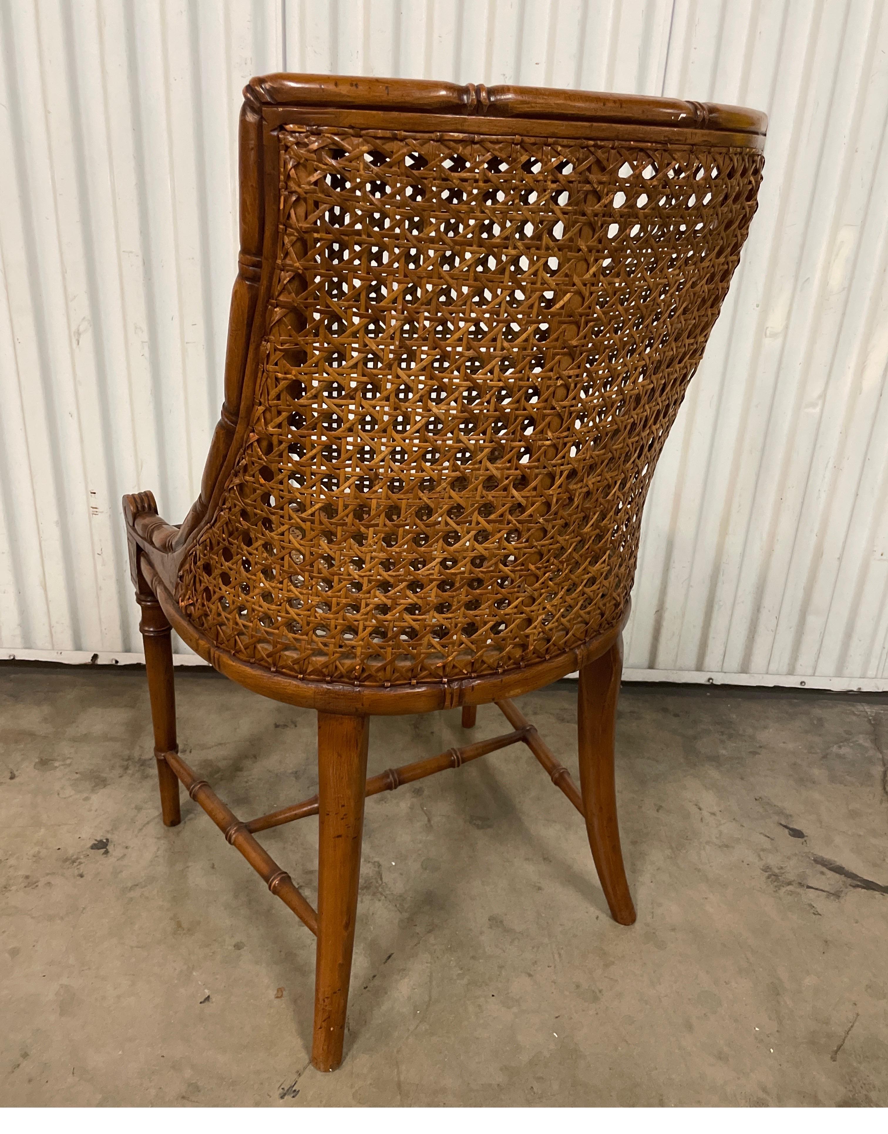 Vintage Faux Bamboo Italian Double Caned Klismos Style Side Chair 2