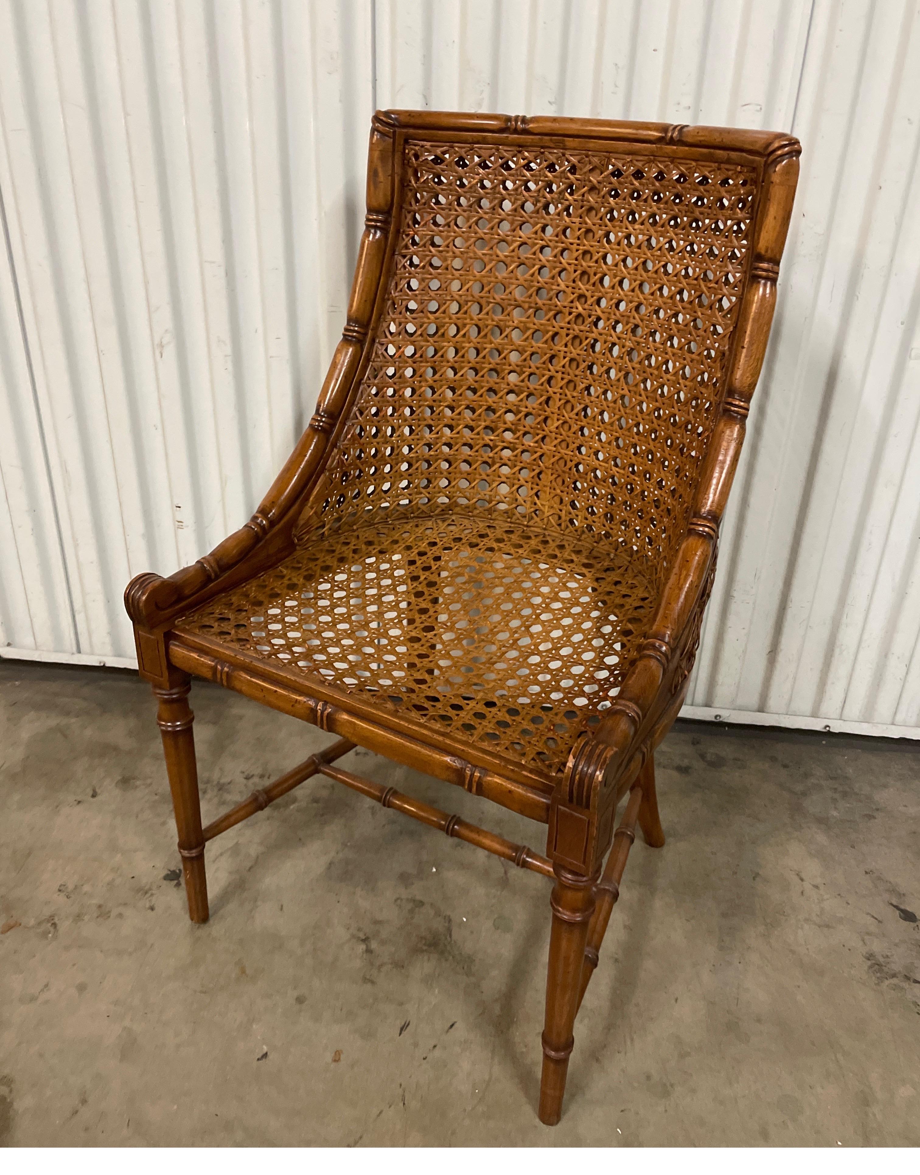 Vintage Faux Bamboo Italian Double Caned Klismos Style Side Chair 3