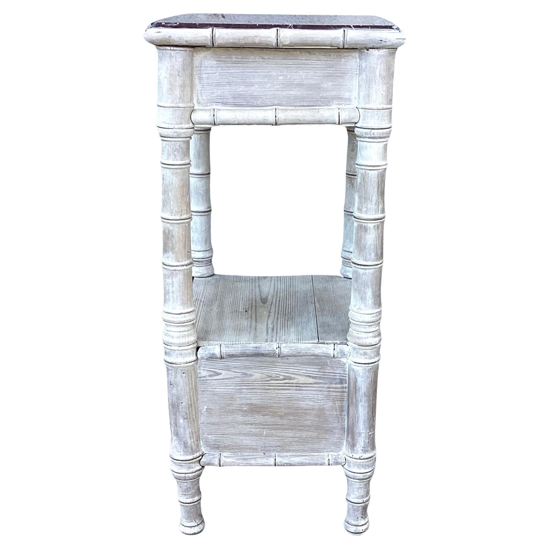 Vintage Faux Bamboo Nightstand or Side Table With Marble Top   #1 In Good Condition For Sale In Bradenton, FL