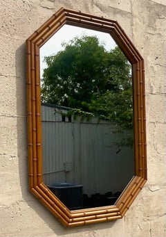 Vintage Faux Bamboo Octagonal Wall Mirror