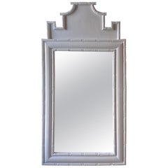 Espejo de Pared Vintage Pagoda de Faux Bambú Chinoiserie Lacado Blanco