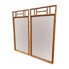 Vintage Faux Bamboo Paar Wandspiegel in modernem Stil