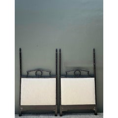 Vintage Faux Bamboo Pediment Twin Headboards - A Pair