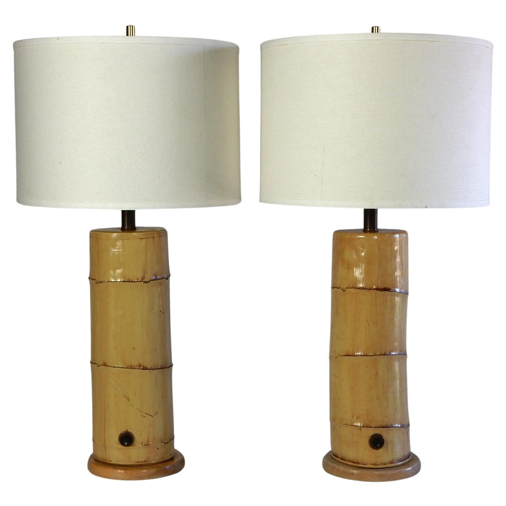 Vintage Faux Bamboo Plaster Table Lamps from the Moana Hotel, Hawaii 1960's For Sale