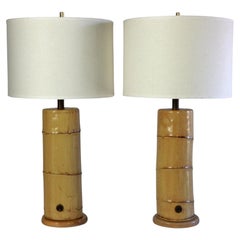 Used Faux Bamboo Plaster Table Lamps from the Moana Hotel, Hawaii 1960's