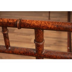 Vintage Faux Bamboo Queen Canopy Bed Frame Chippendale Boho Chic Coastal Style