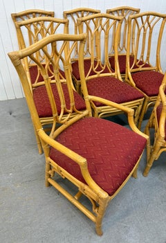 Vintage Faux Bamboo Rattan Dining Chairs - Set of 8