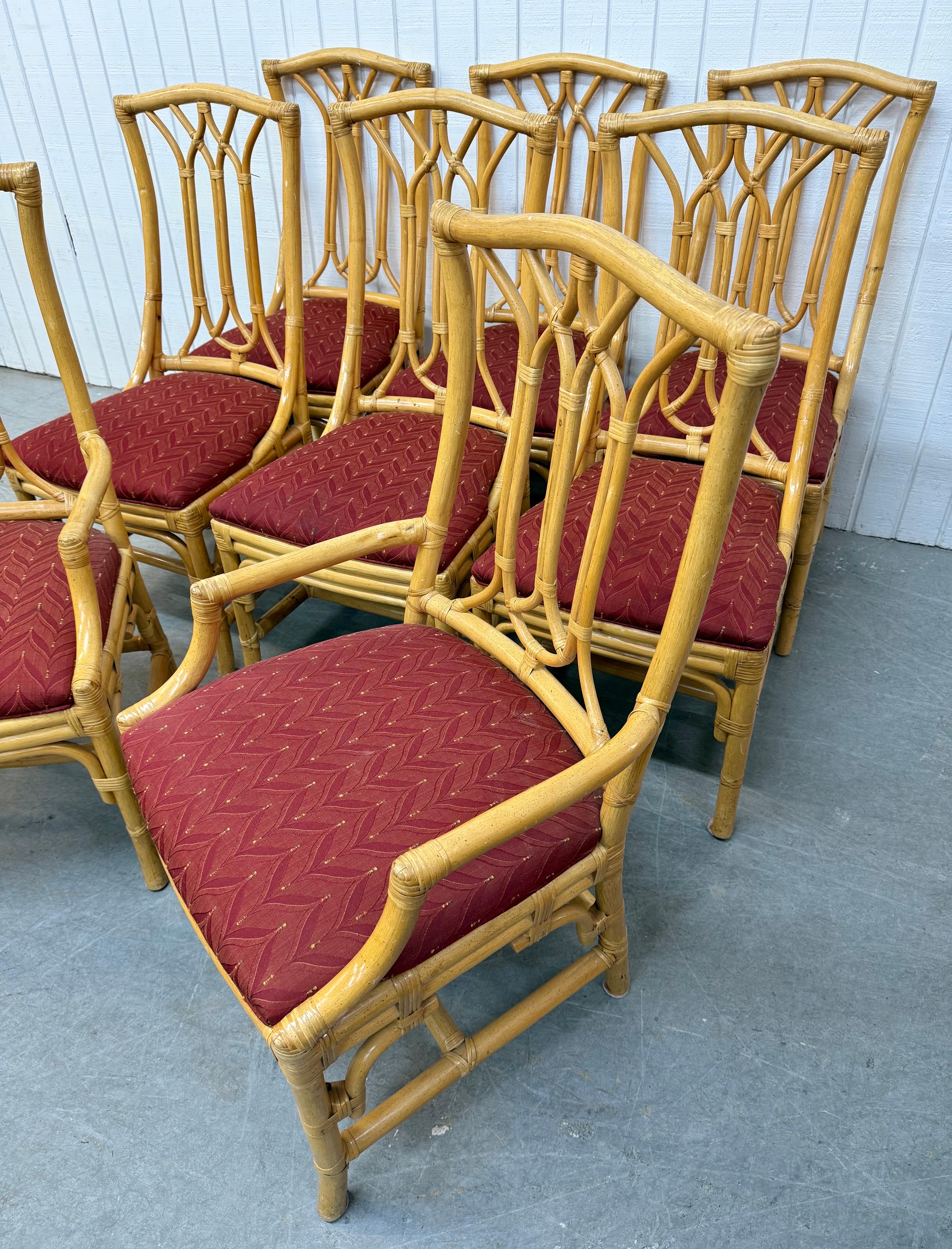 Mid-Century moderno Sedie da pranzo in rattan finto bambù vintage - Set di 8 sedie in vendita