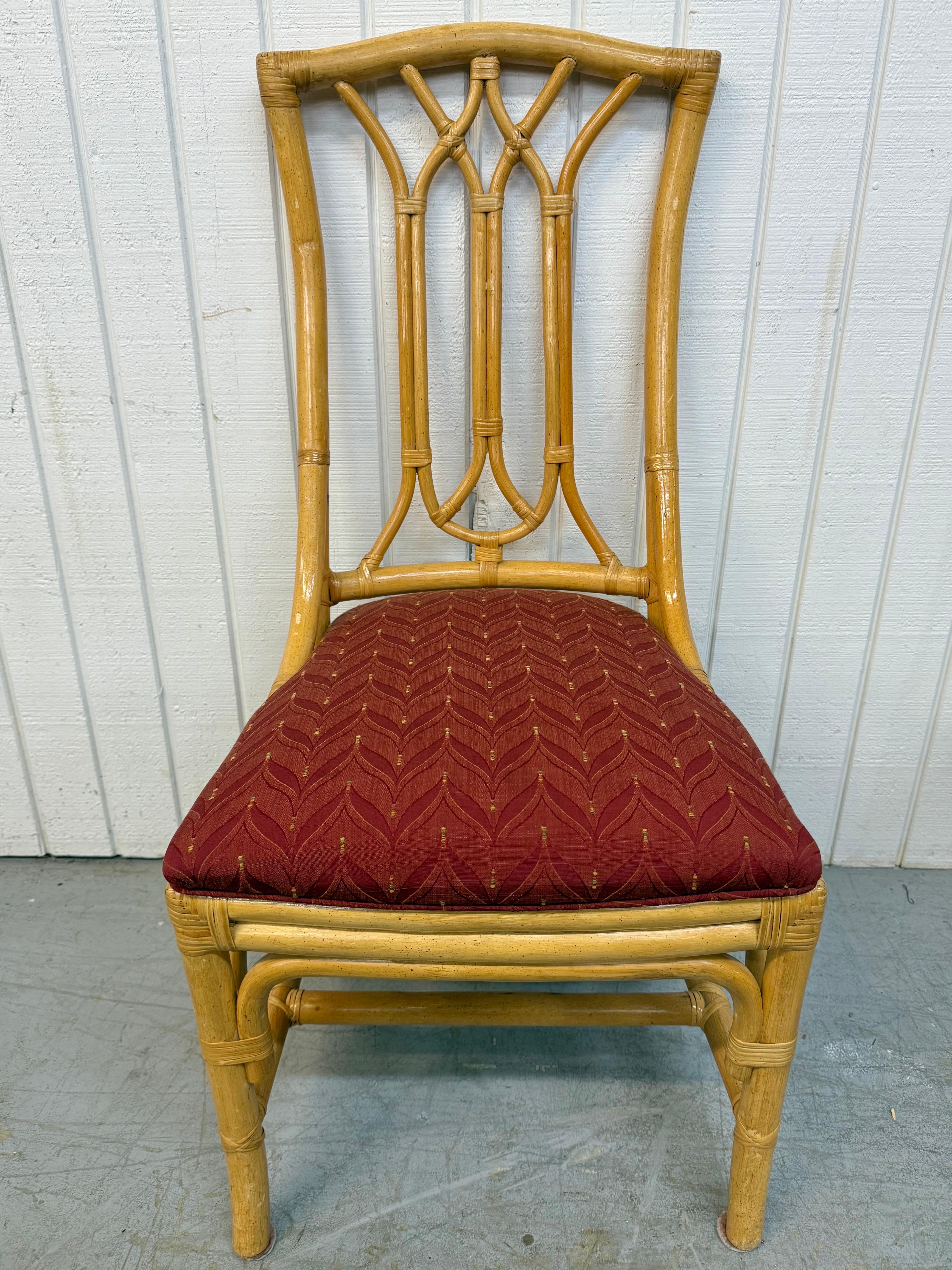 Tappezzeria Sedie da pranzo in rattan finto bambù vintage - Set di 8 sedie in vendita