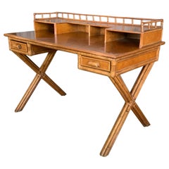 Vintage Faux Bamboo 
Rattan Writing Desk