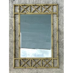 Vintage Faux Bamboo Rectangular Wall Mirror