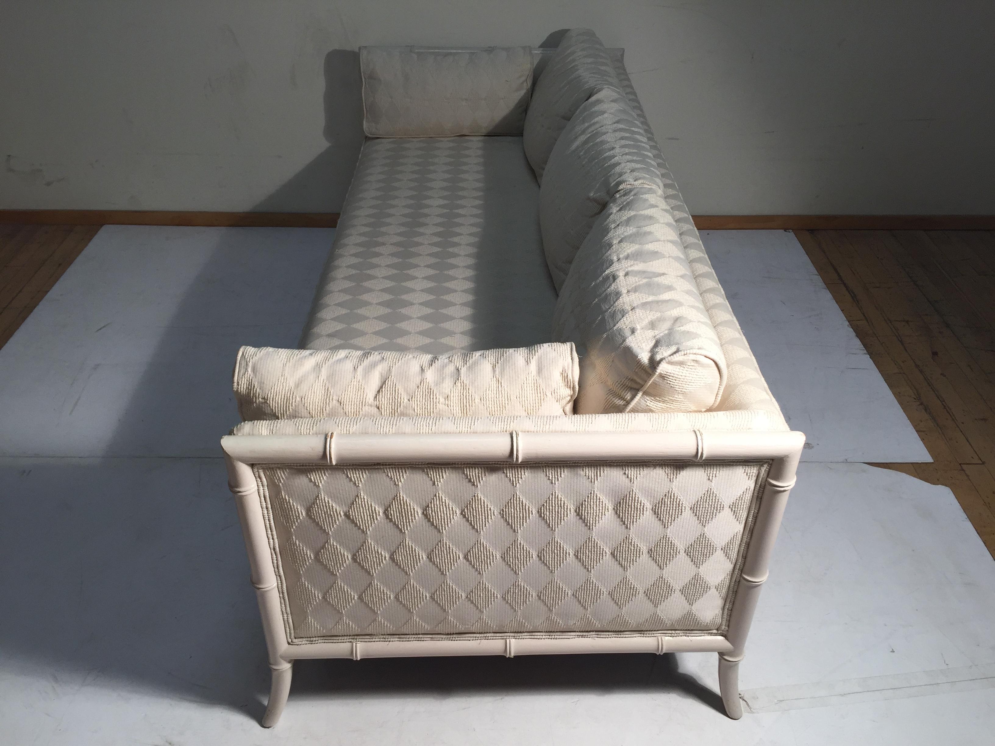 Vintage Faux Bamboo Sofa Attributed to Robsjohn Gibbings For Sale 2