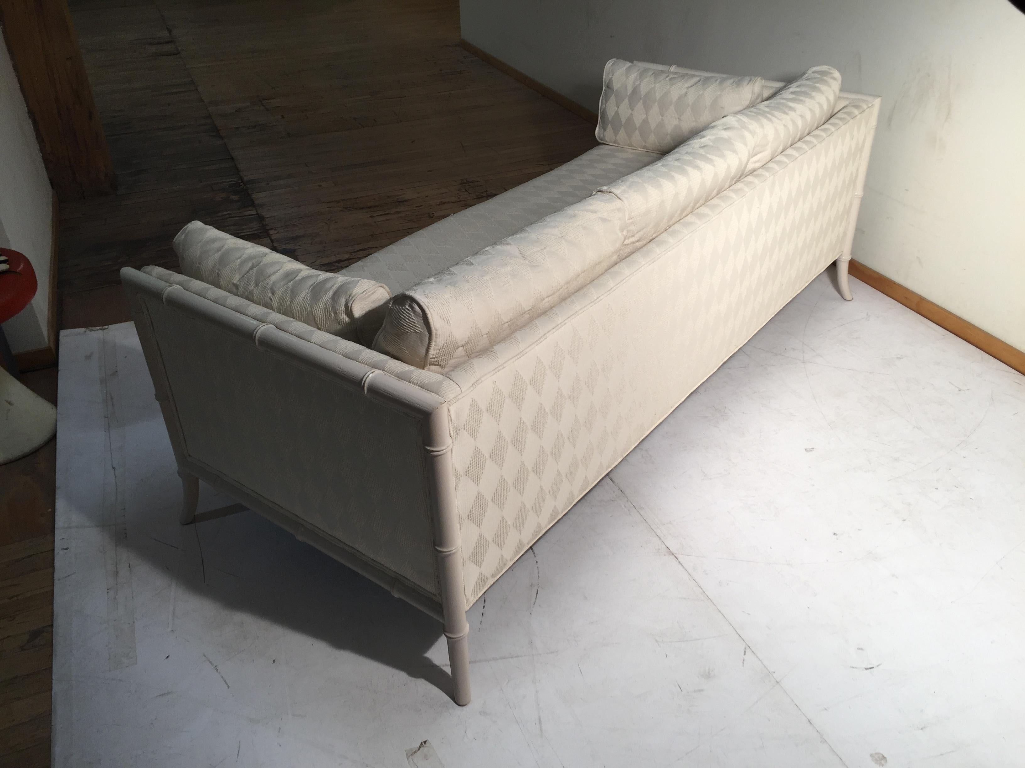 Wood Vintage Faux Bamboo Sofa Attributed to Robsjohn Gibbings For Sale