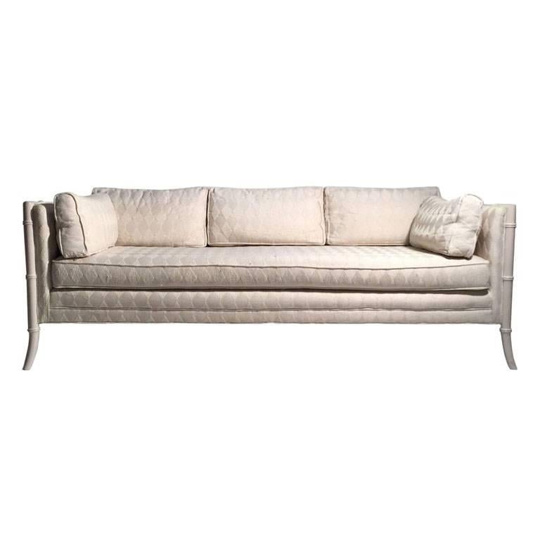 Vintage Faux Bamboo Sofa Attributed to Robsjohn Gibbings For Sale