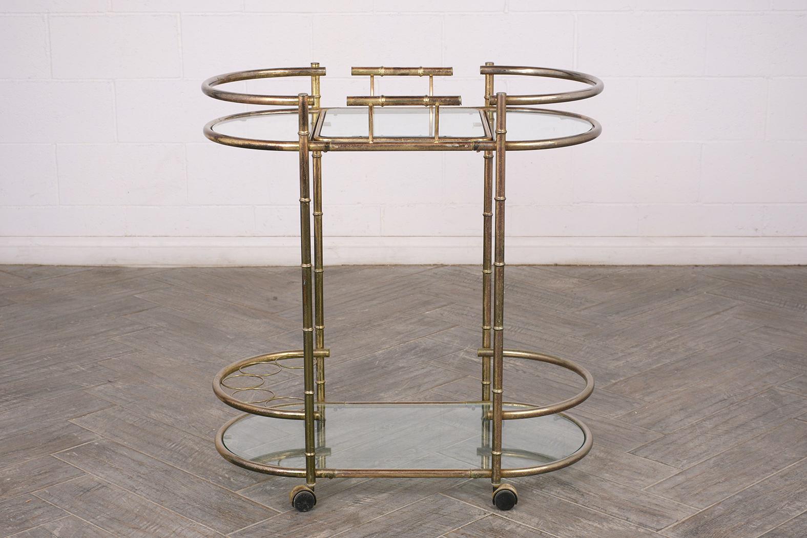 Modern Vintage Faux Bamboo Style Bar Cart