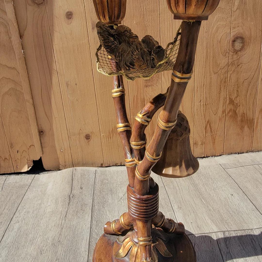 Vintage Faux Bamboo Table Lamp with Original Shade by Maitland Smith For Sale 1