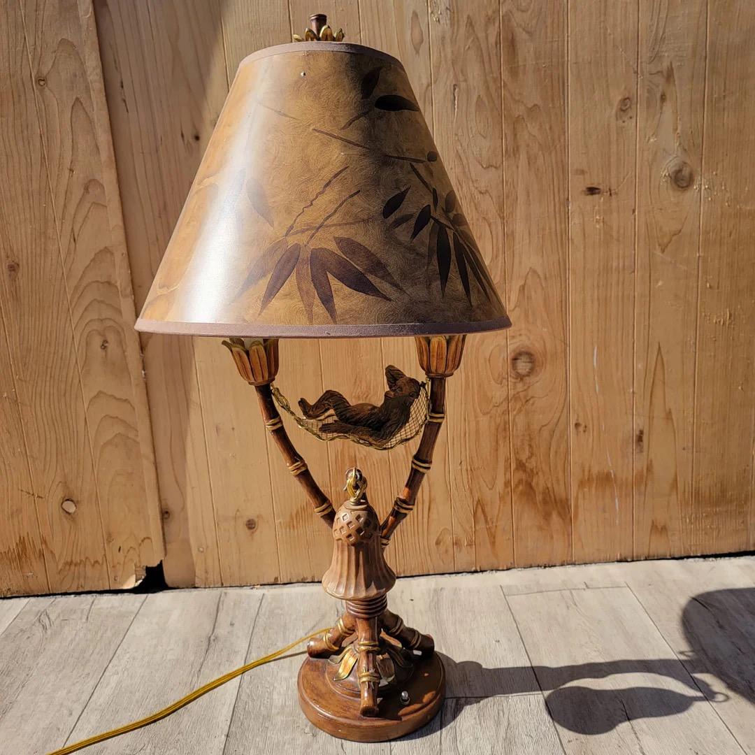 Vintage Faux Bamboo Table Lamp with Original Shade by Maitland Smith For Sale 2