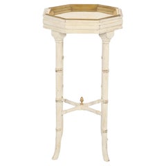 Vintage Faux Bamboo Table with Brass Tray Top