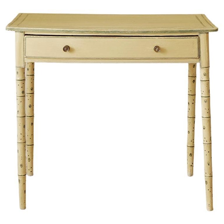 Vintage Faux Bamboo Table with Later Decorations, England 19th Century ...