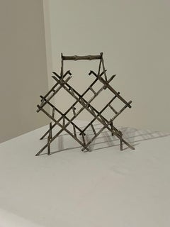 Vintage Faux Bamboo Wine Rack in Nickel  - c1960s France. Pergay Bagues Chic
