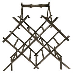Vintage Faux Bamboo Wine Rack in Nickel - c1960s France. Pergay Bagues Chic