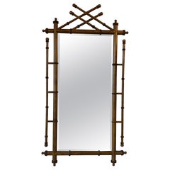 Vintage Faux Bamboo Wood British Colonial Wall Floor Full Length Mirror