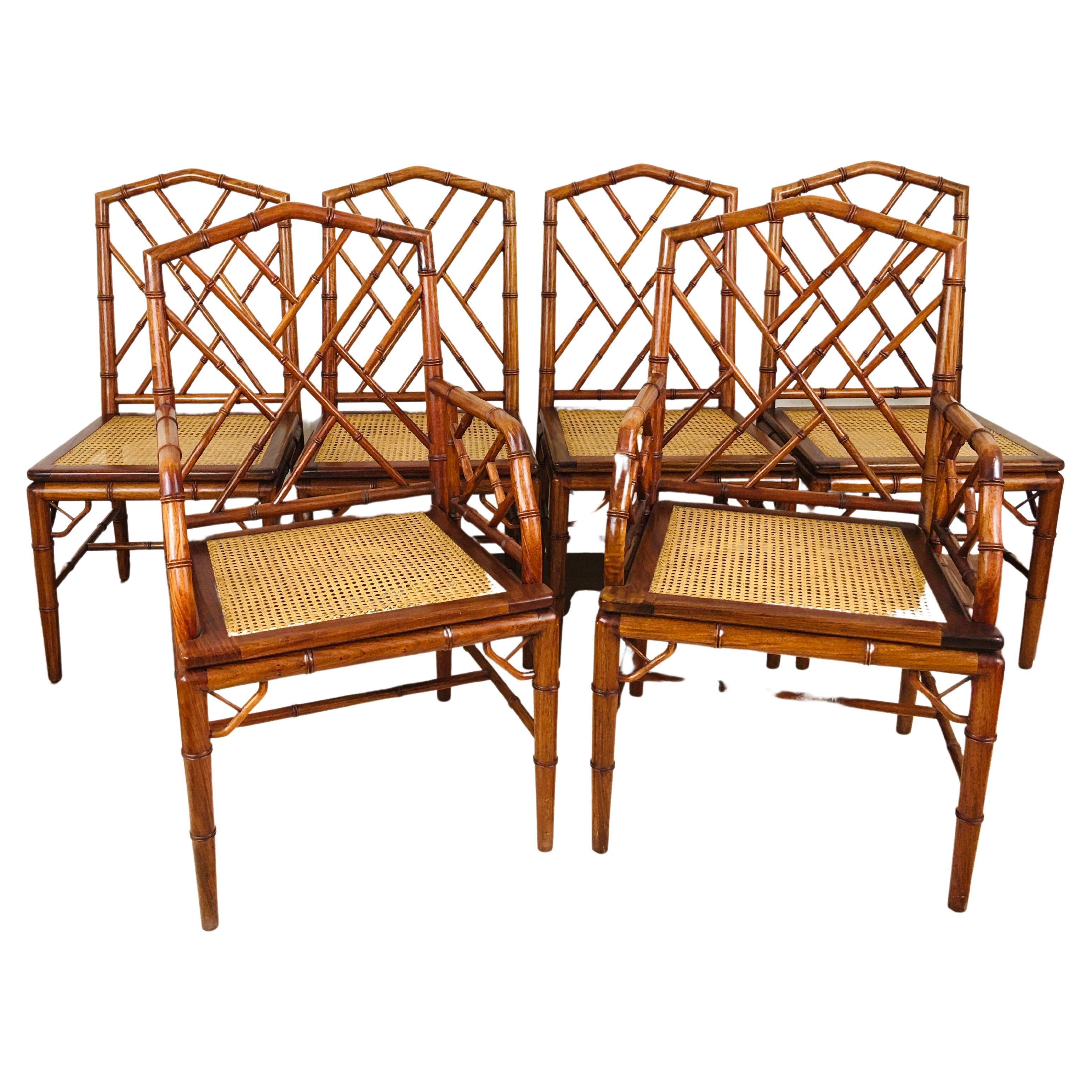 Set of 6 Chinese Chippendale Faux Bamboo Chairs at 1stDibs