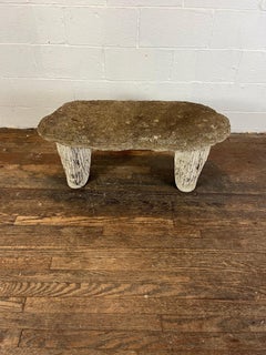 Panchina da giardino vintage Faux Boi 3 pezzi in pietra fusa A. Stone